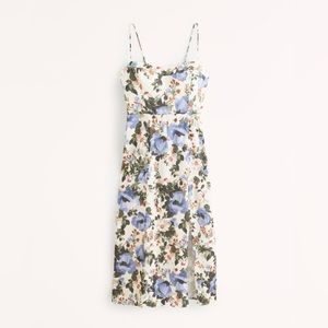 Abercrombie & Fitch Camille Midi Dress, cream floral, size Medium (Petite)